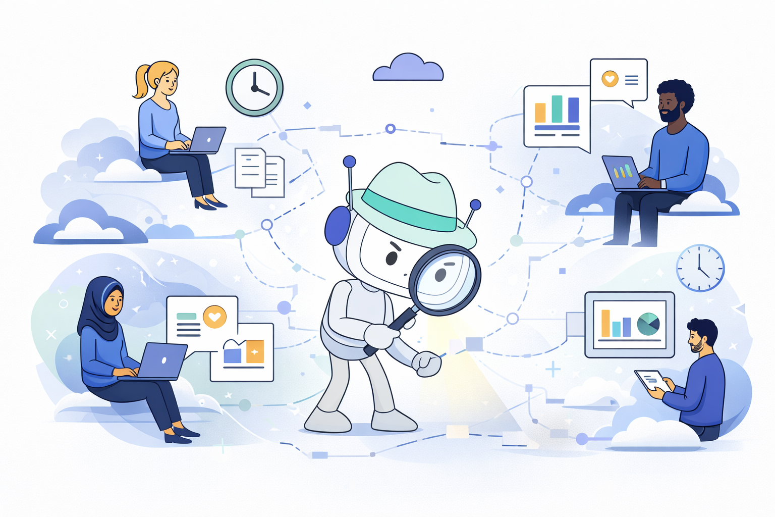 Illustration of AI workflow challenges in distributed teams